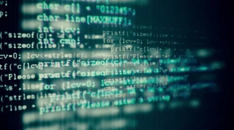 programming code running over computer footage 055452895 iconl